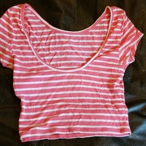 Guess striped crop top orange/ white super soft